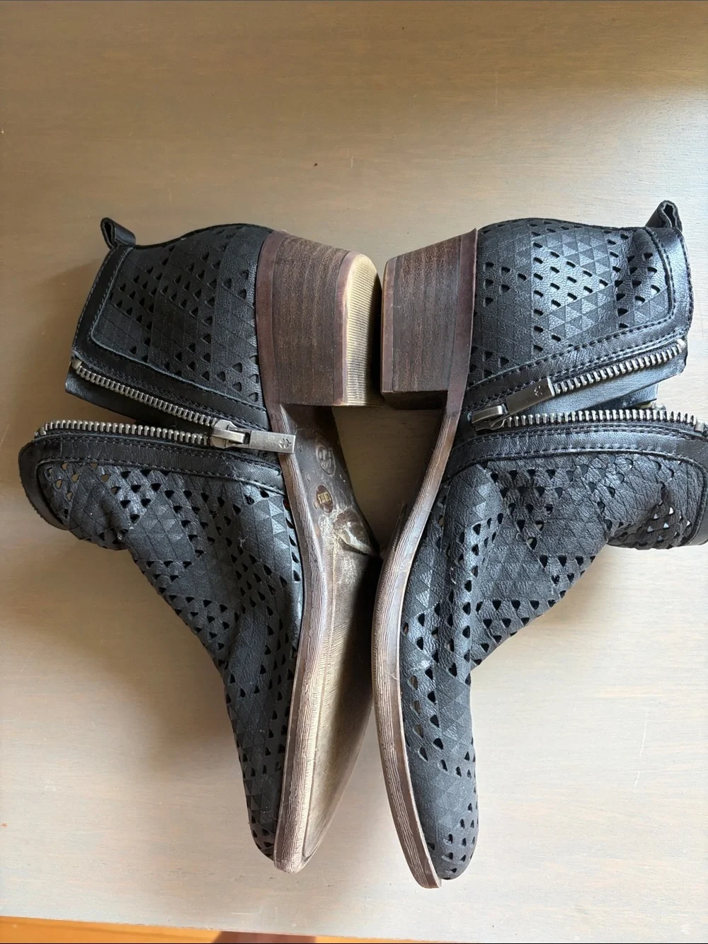 lucky Brand Black Perforated Women's Ankle Boots, size 7.5